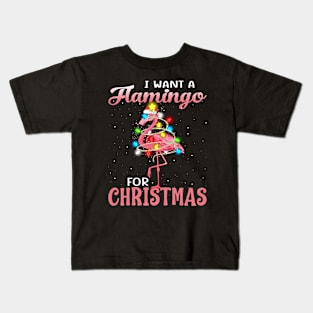 I Want A Flamingo For Christmas Pajama Holiday Xmas Gifts Kids T-Shirt